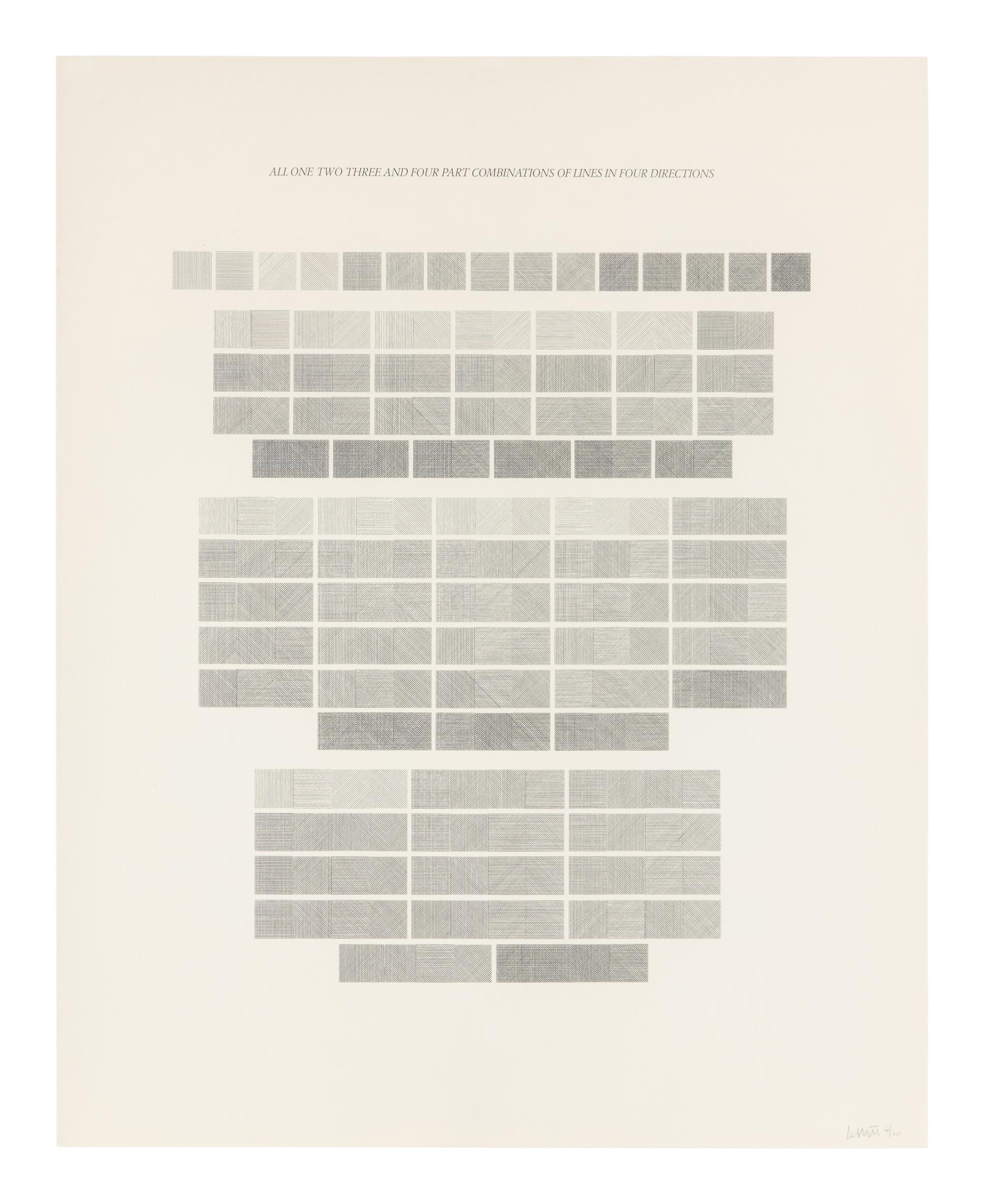 All One, Two, Three & Four Part Combinations of Lines in Four Directions (set of two), 1976
