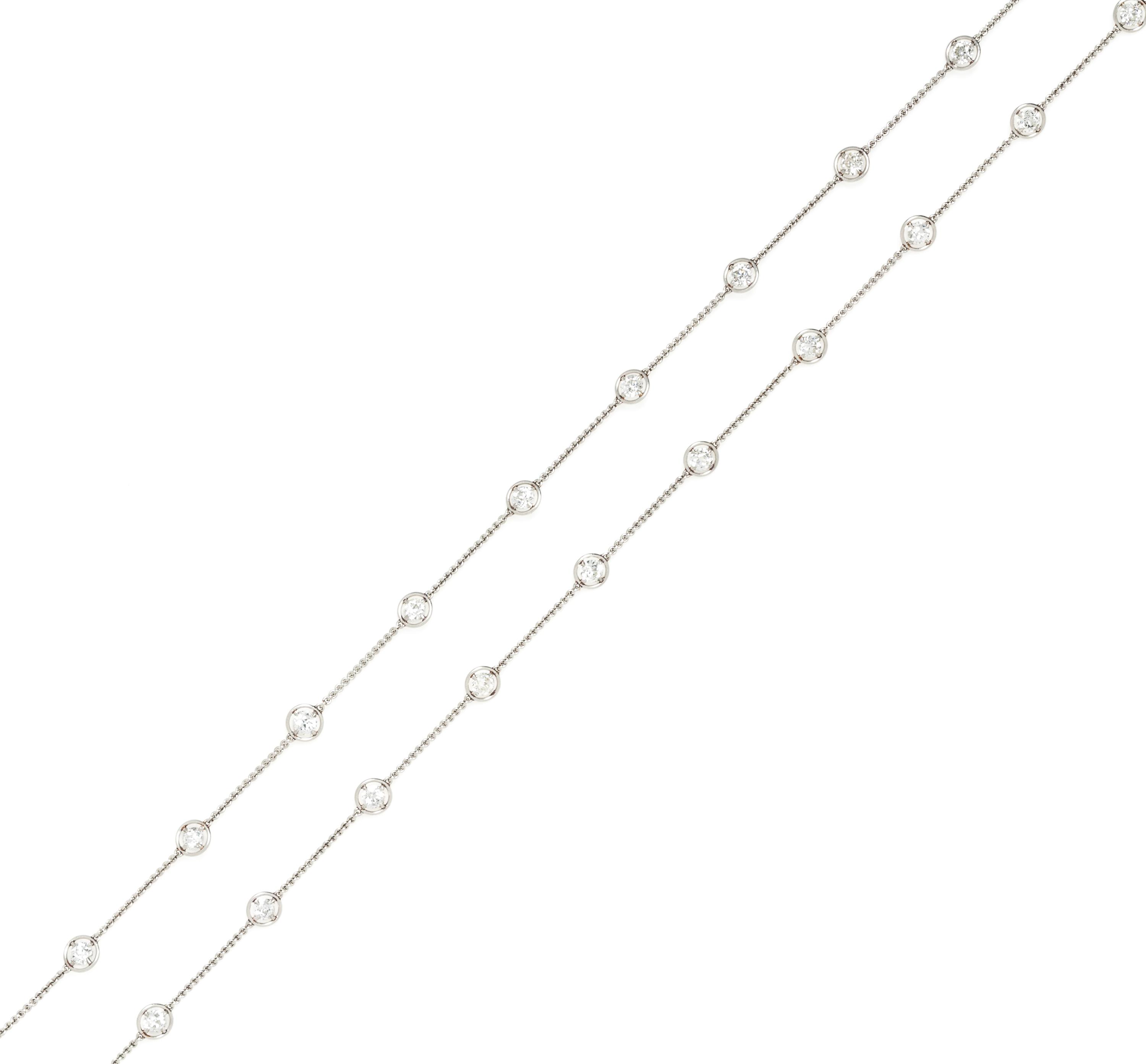 An Art Deco Platinum and Diamond Longchain, 11.50 dwts.