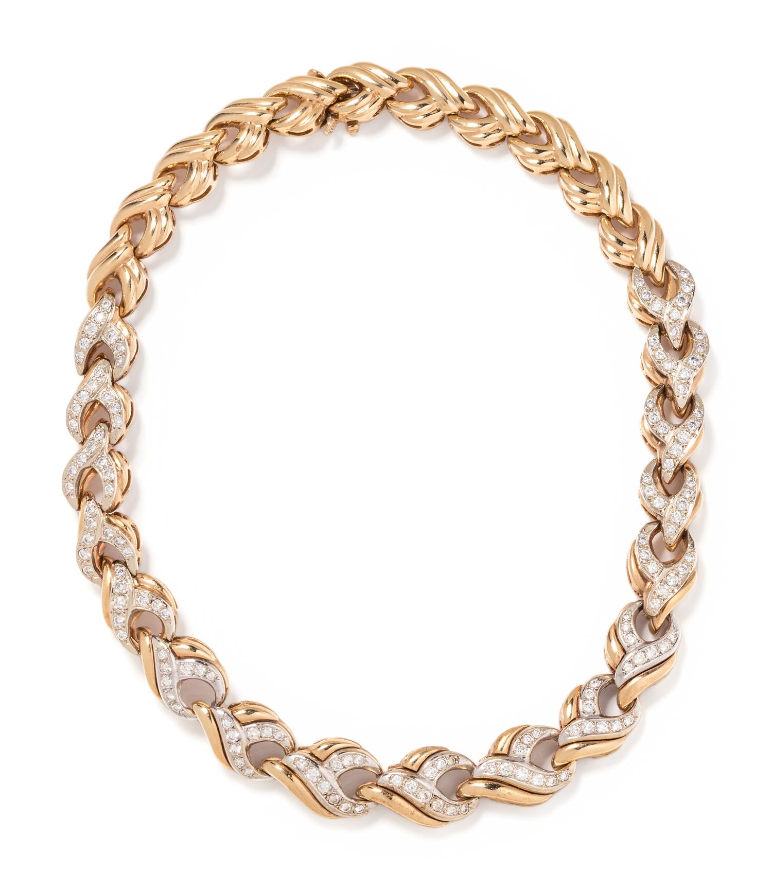 BICOLOR GOLD AND DIAMOND COLLAR NECKLACE