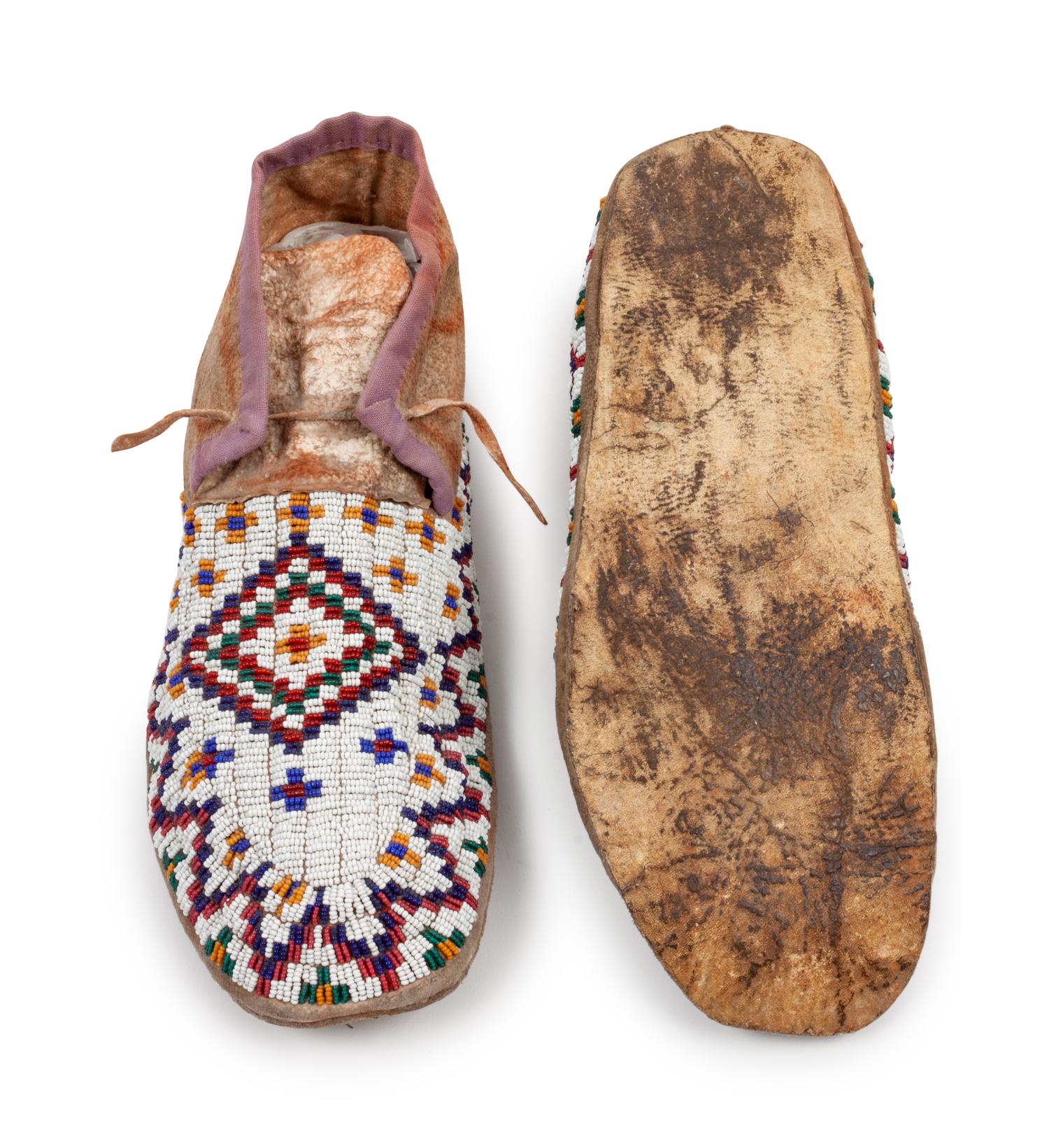 Northern Plains Beaded Hide Moccasins