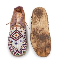 Northern Plains Beaded Hide Moccasins