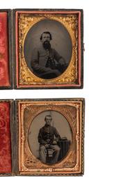 [CIVIL WAR]. 4 sixth plate portraits of soldiers wearing frock coats.