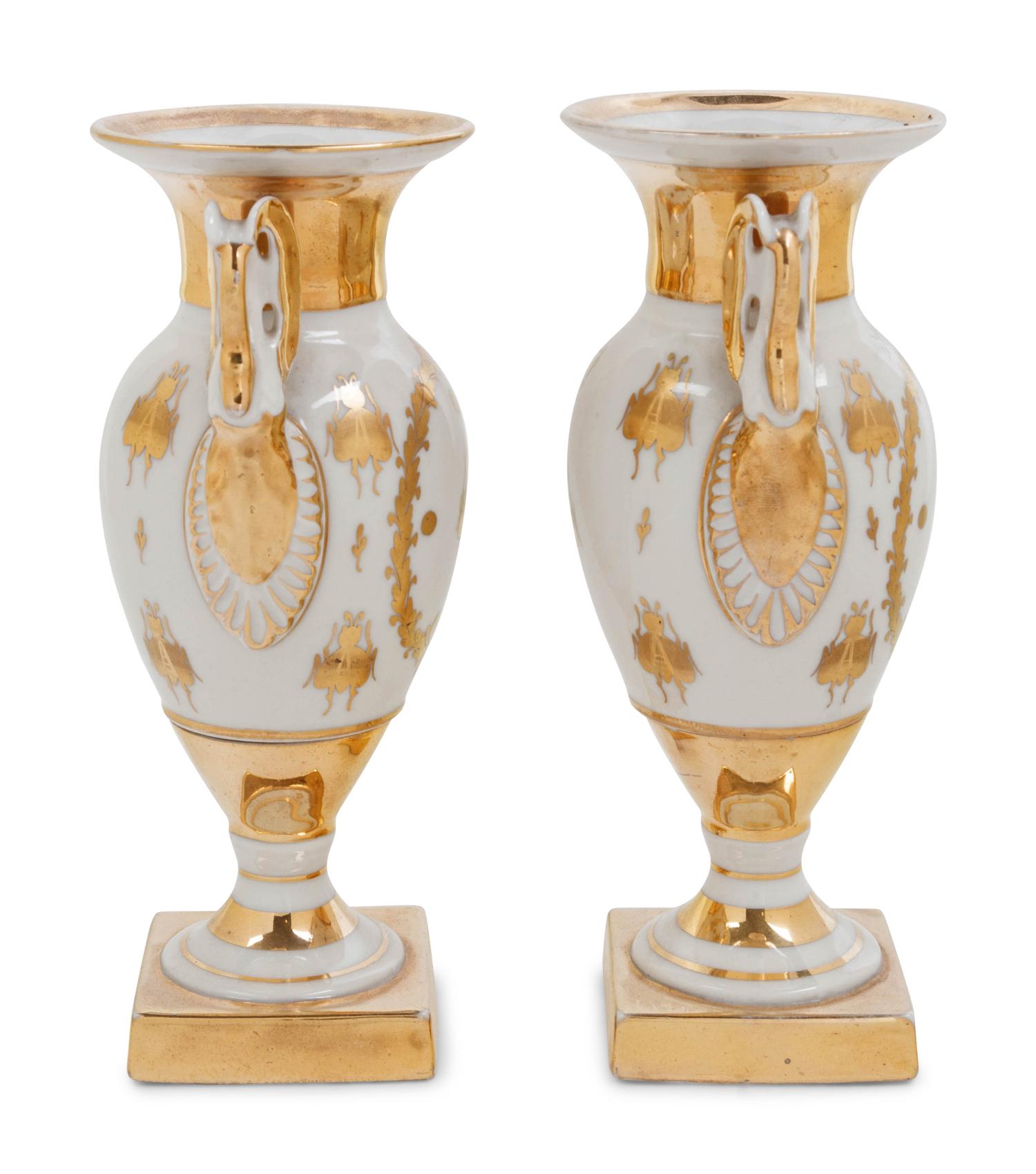 A Pair of Capodimonte Porcelain Urns