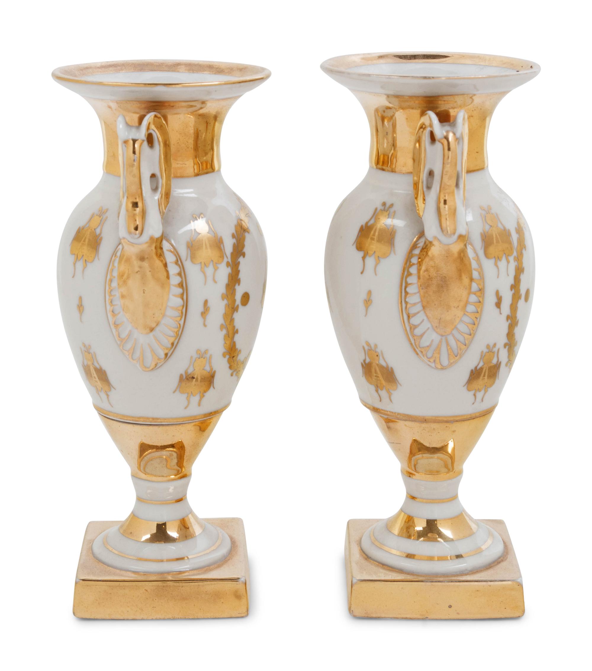 A Pair of Capodimonte Porcelain Urns