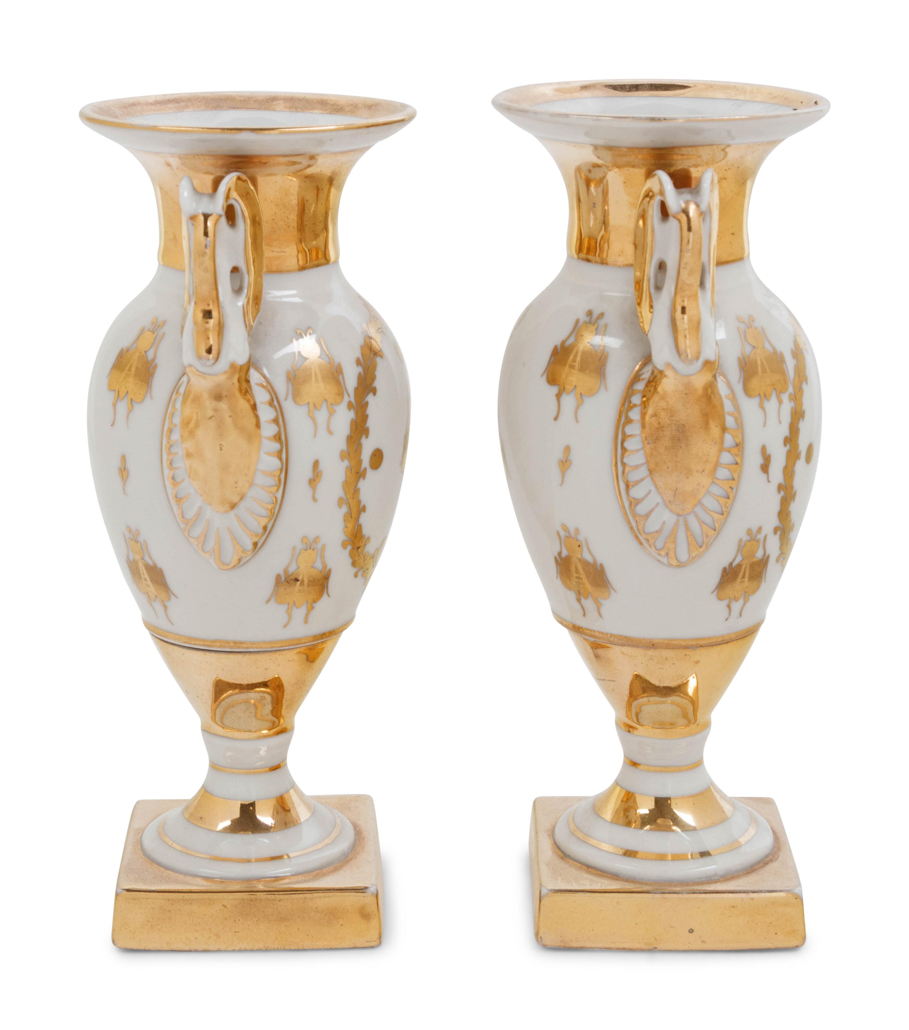 A Pair of Capodimonte Porcelain Urns