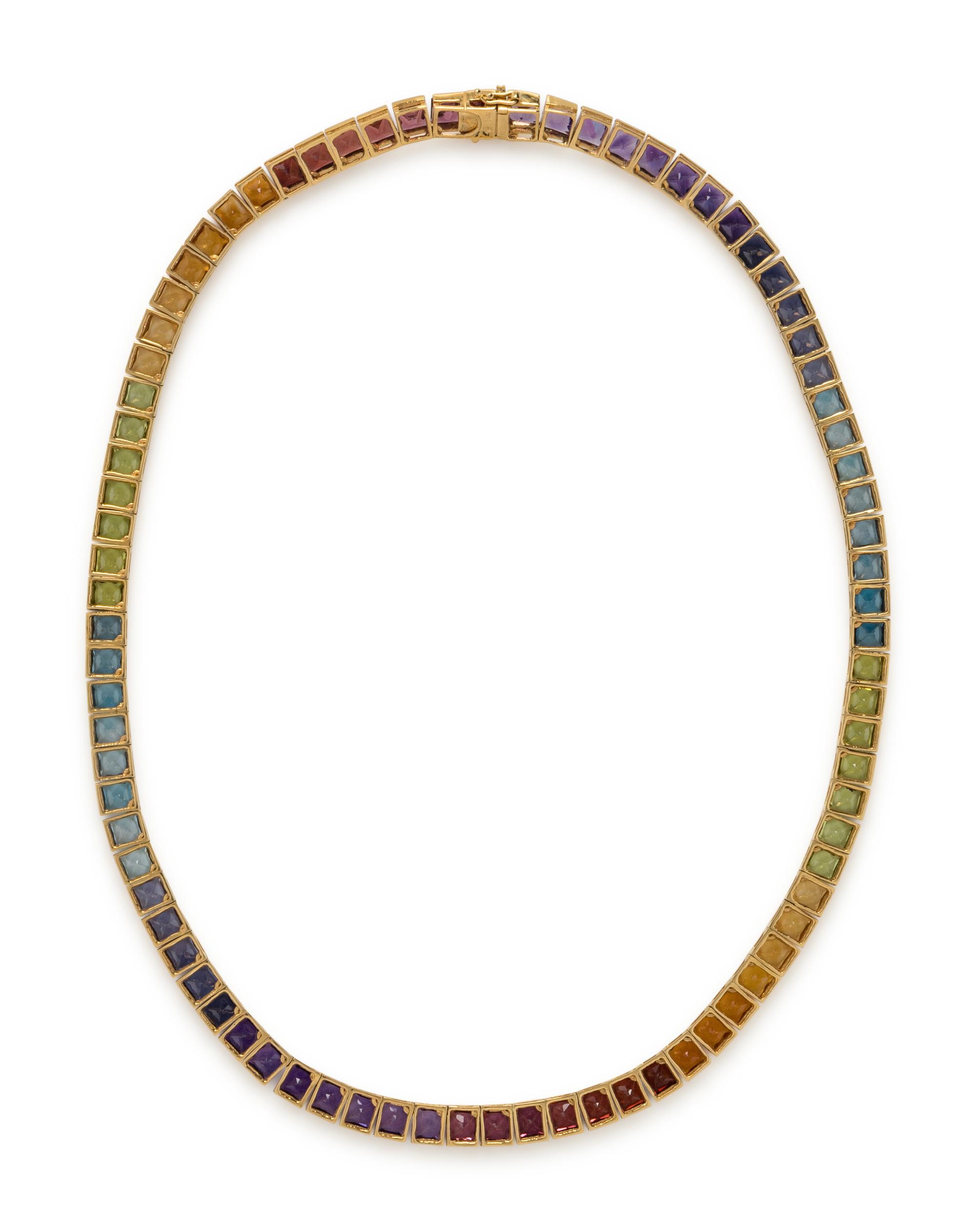 MULTIGEM RAINBOW LINE NECKLACE