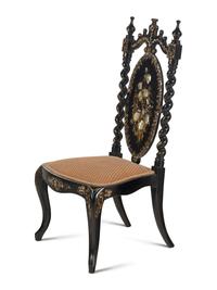 A Victorian Mother-of-Pearl Inlaid Ebonized Side Chair