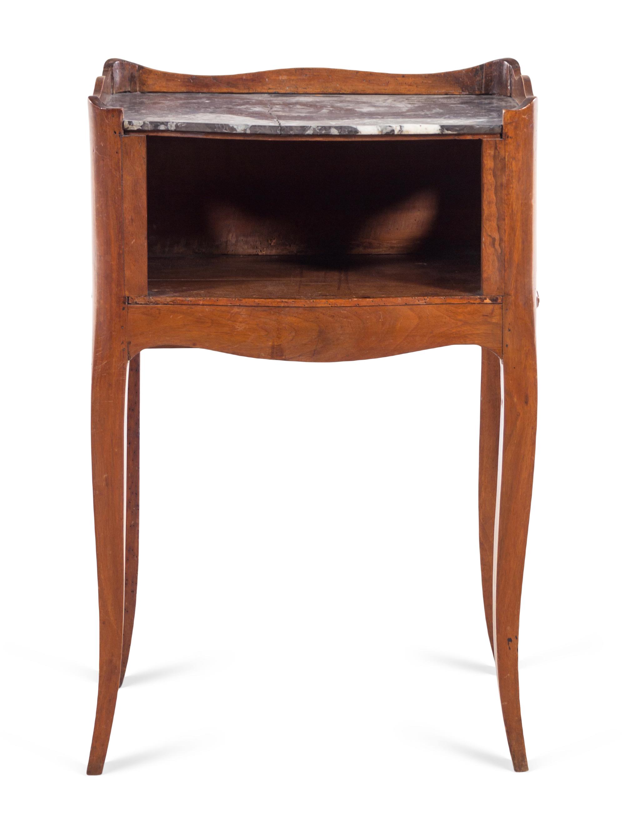 A Louis XV Style Marble-Top Walnut Side Table