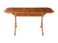 A George III Style Mahogany, Amboyna, Tulipwood and Satinwood Sofa Table