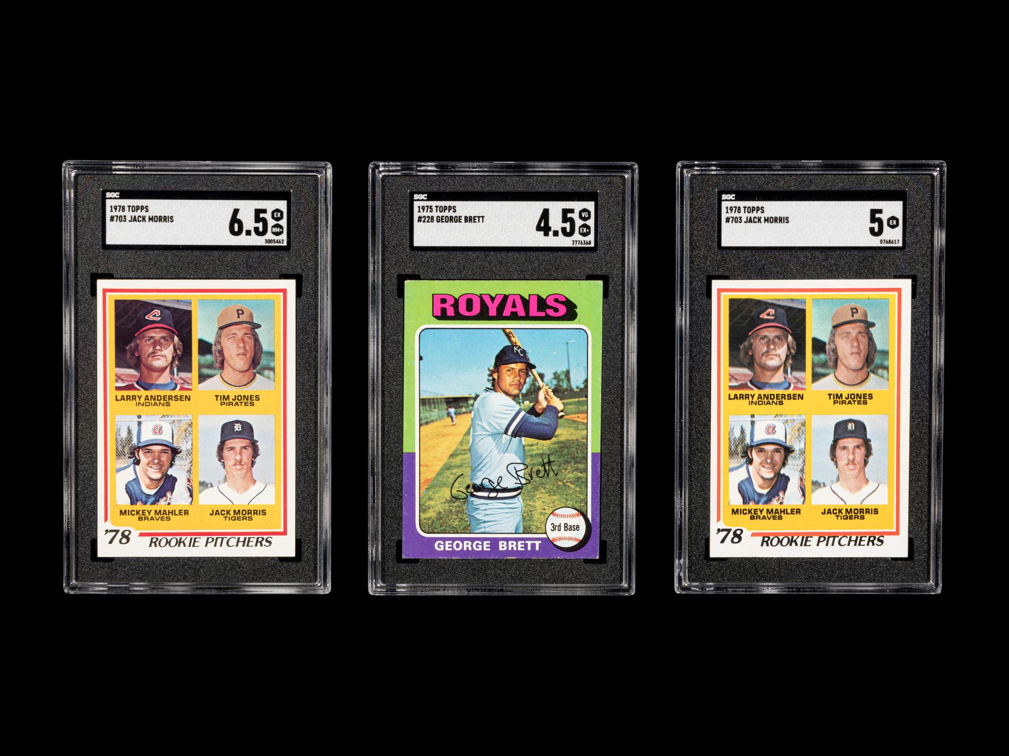 A Group of 12 Hall of Fame Rookie Baseball Cards (Carlton Fisk, Steve Carlton, Ozzie Smith, Andre Dawson, Paul Moiltor / Alan Trammell, Jack Morris, George Brett, Fergie Jenkins, Jim Catfish Hunter),