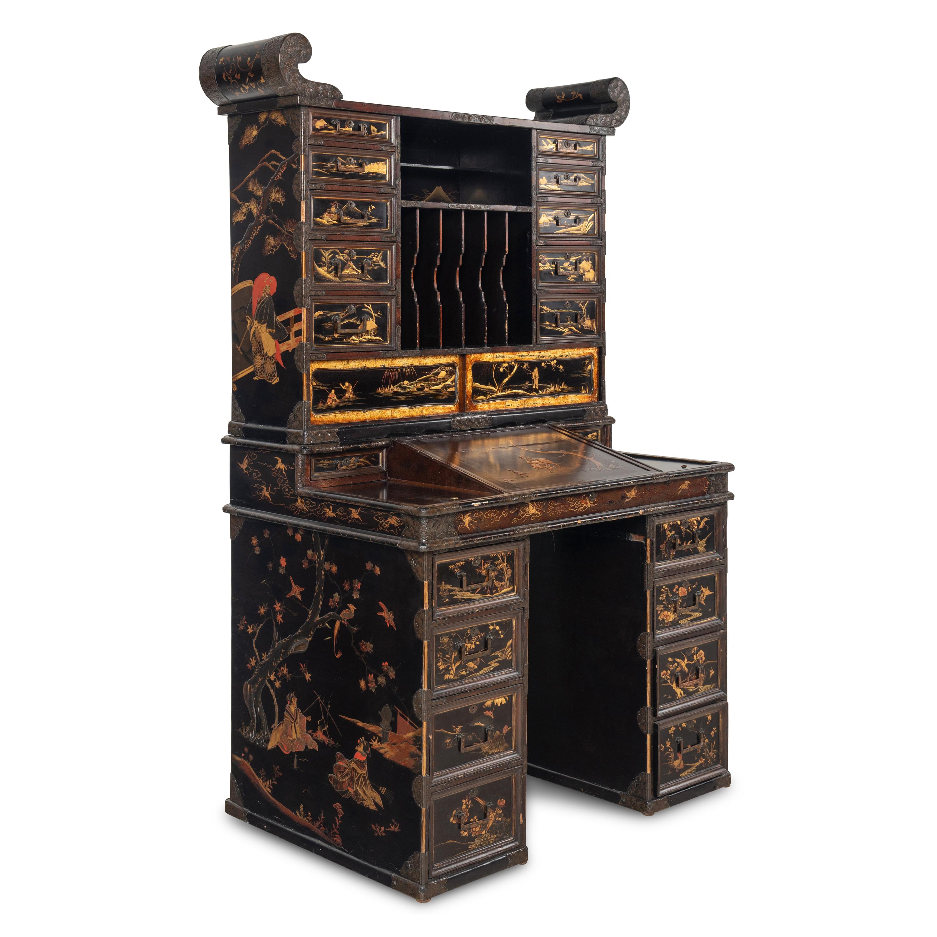 A Japanese Lacquer Bureau Cabinet