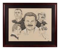 A Pair of Mike Ditka Signed Autograph Artworks Formerly Displayed at Mike Ditka’s Restaurant