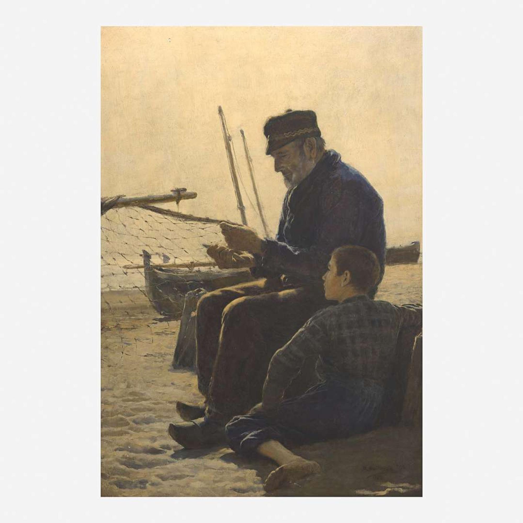 Dionisio Baixeras Verdaguer (Spanish, 1862-1943) Unhooking the Fish