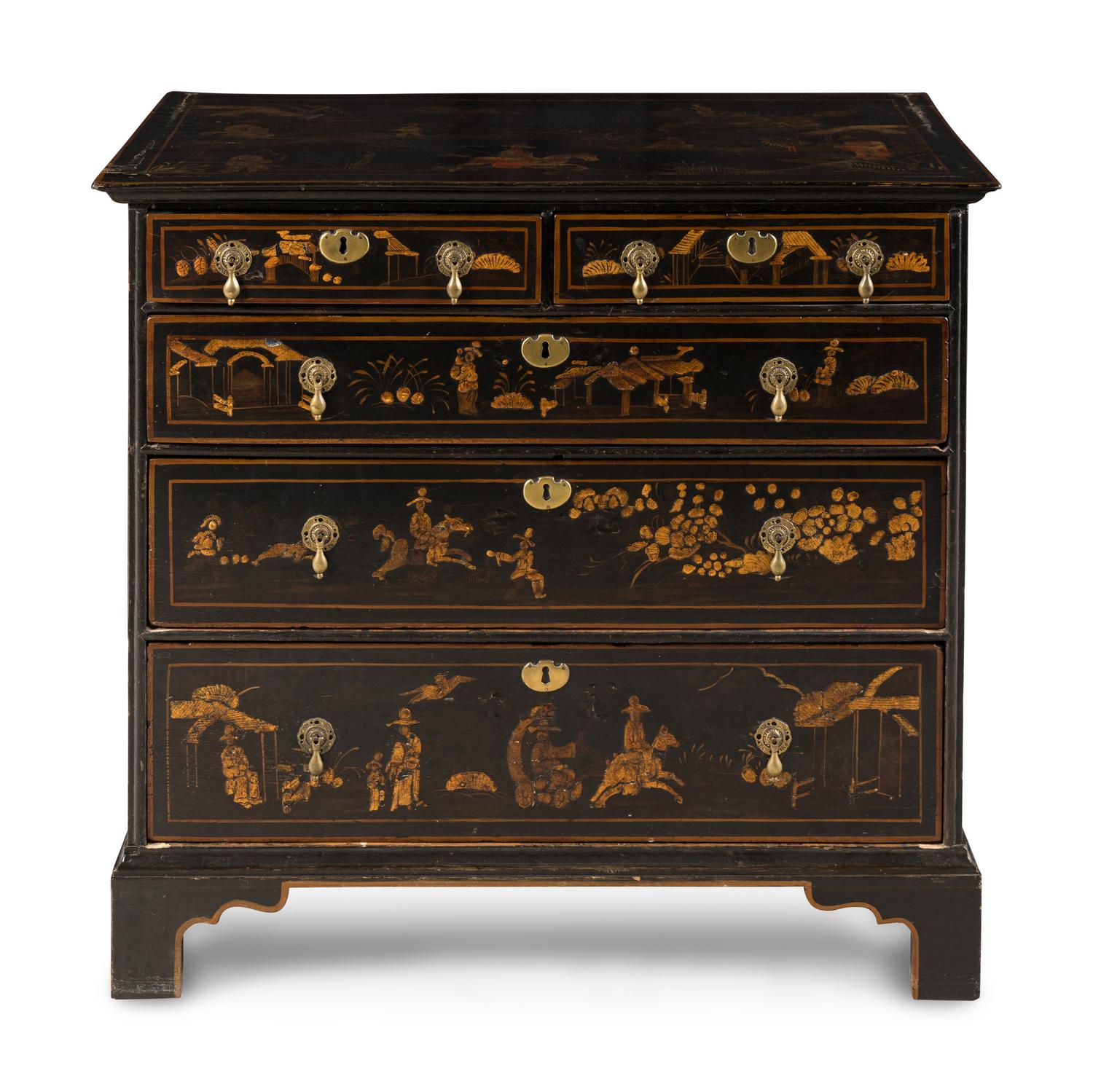A George III Black-Japanned Chest of Drawers