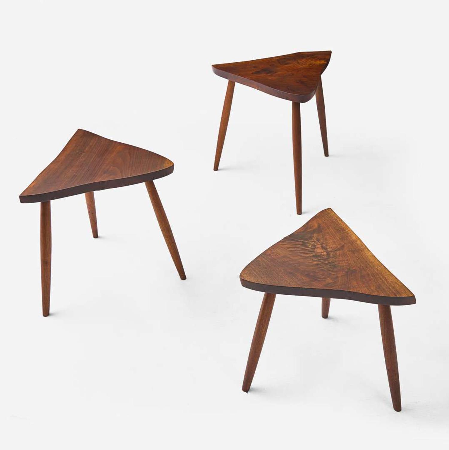 George Nakashima Set of Three "Amoeba" Nesting Tables, New Hope, Pennsylvania, 1976