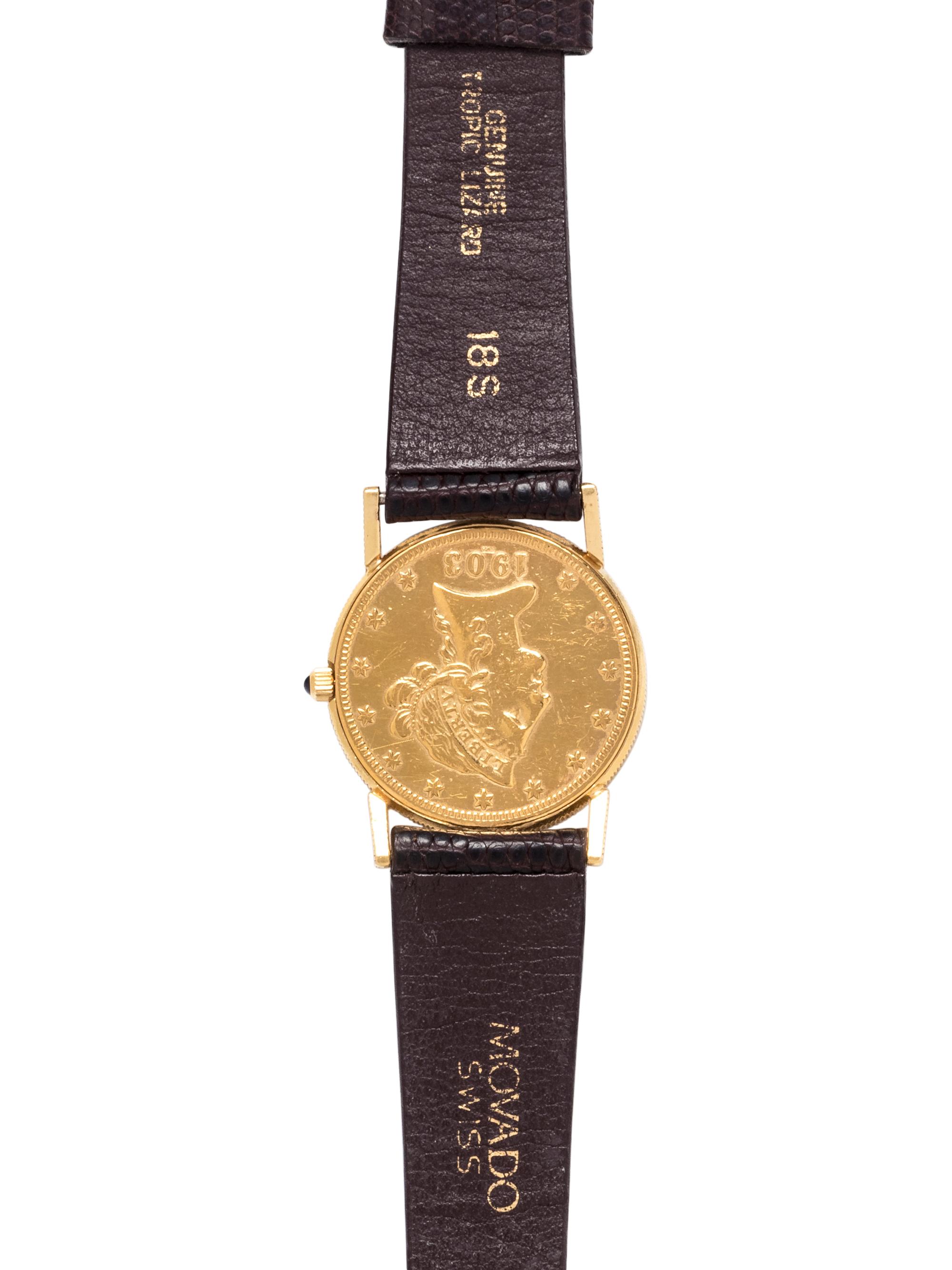 BUECHE GIROD, 18K YELLOW GOLD US $10 COIN WRISTWATCH