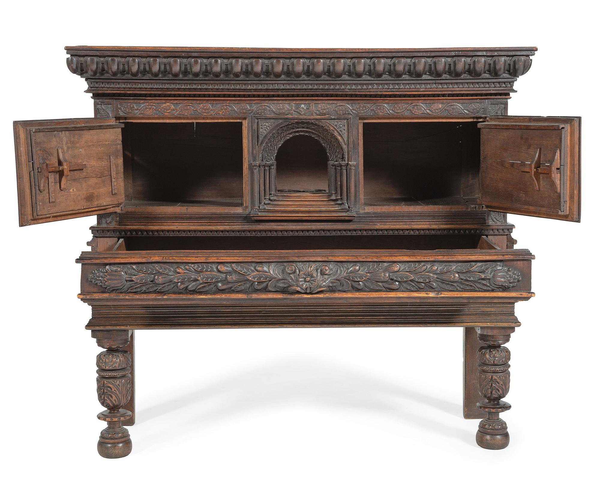 An English Gothic Revival Oak Court Cupboard