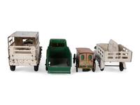 Four Pressed Steel and Tin Lithograph Delivery Trucks
