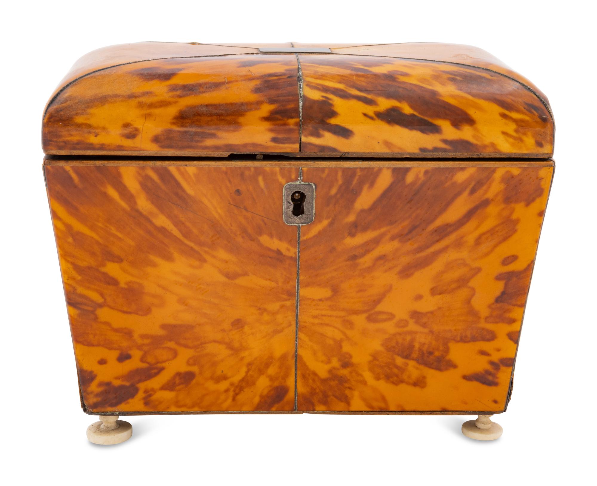 A George III Tortoiseshell Tea Caddy