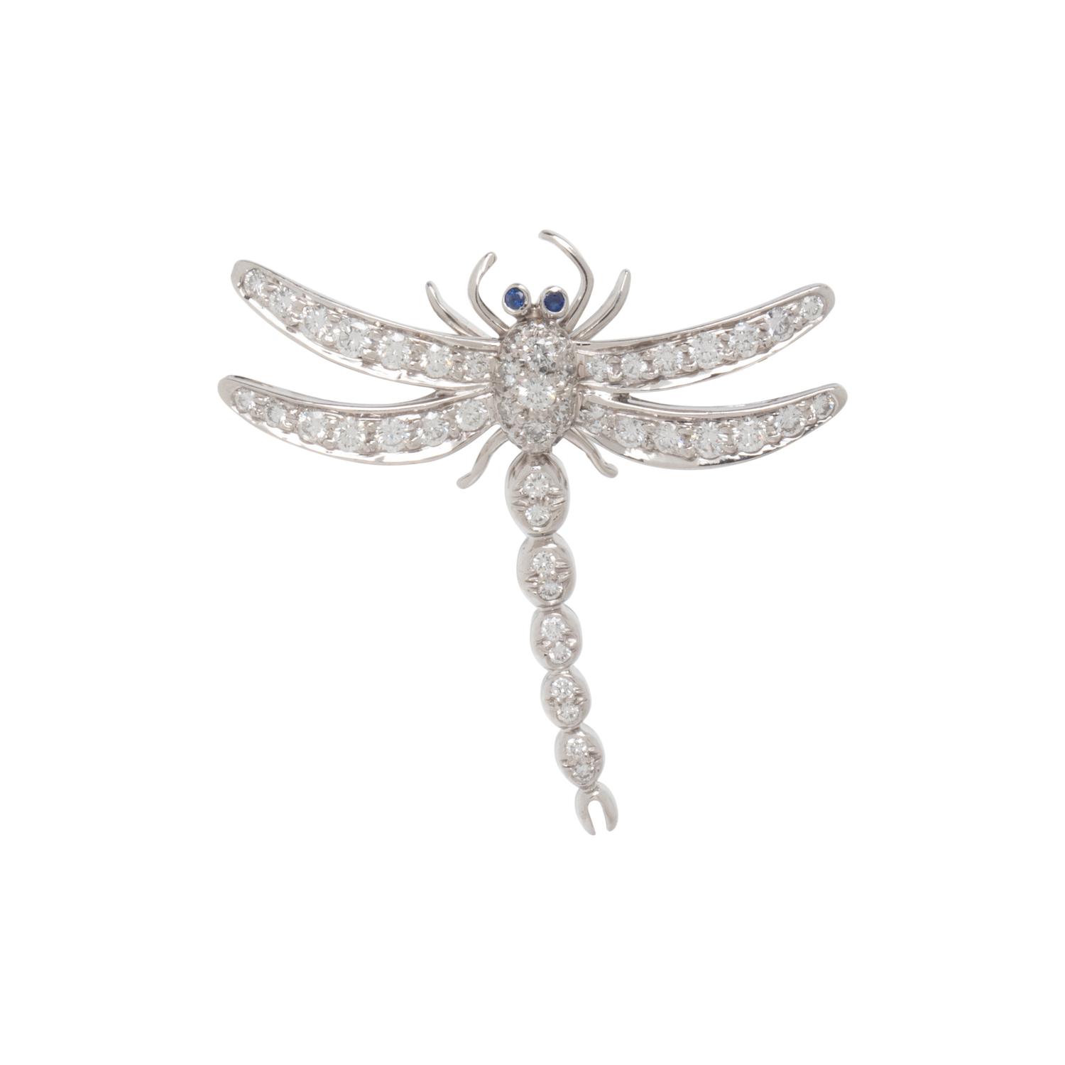 TIFFANY & CO., PLATINUM, DIAMOND, AND SAPPHIRE DRAGONFLY BROOCH