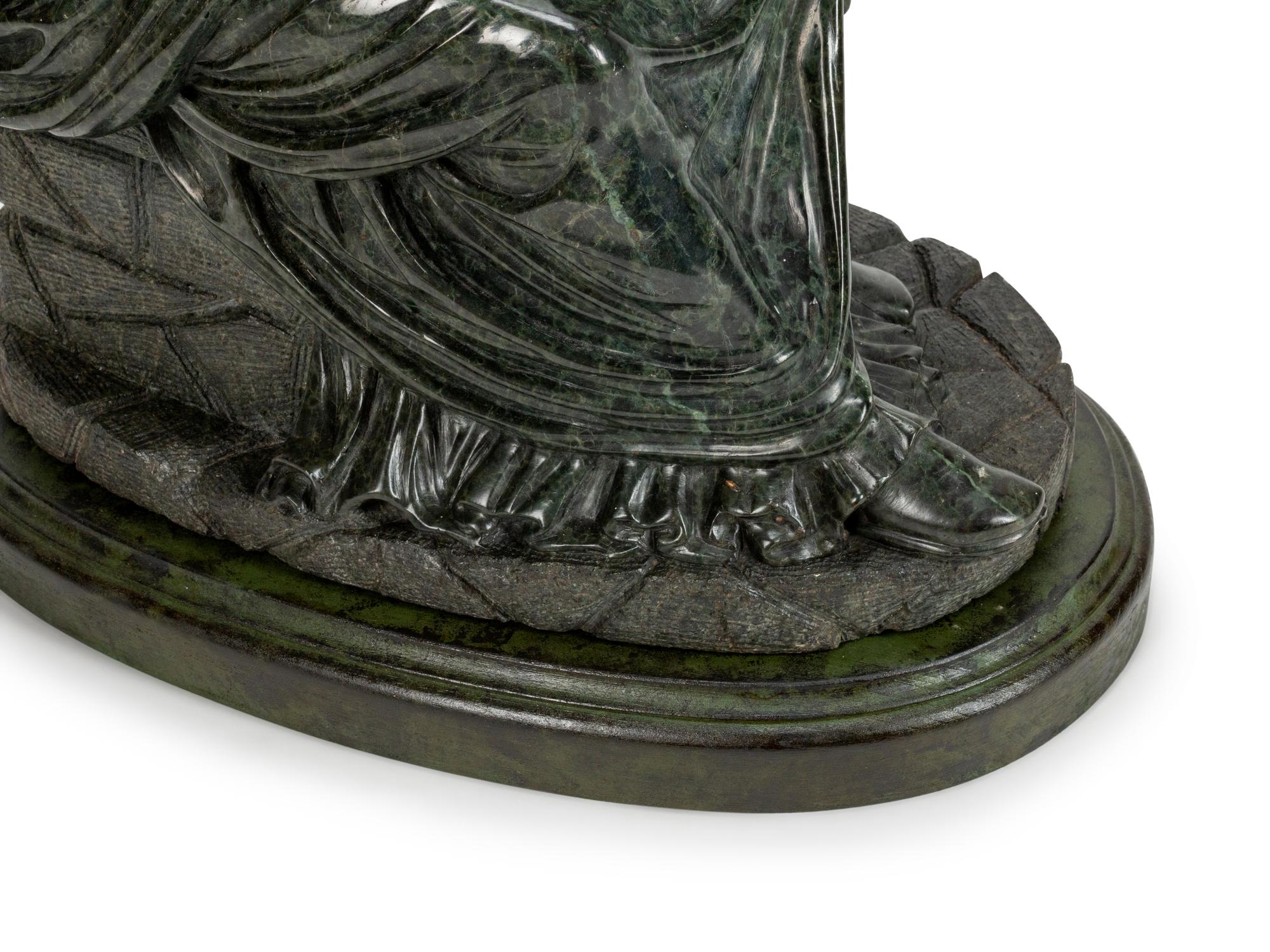 An Italian Carved Green Marble Figure Dante Alighieri