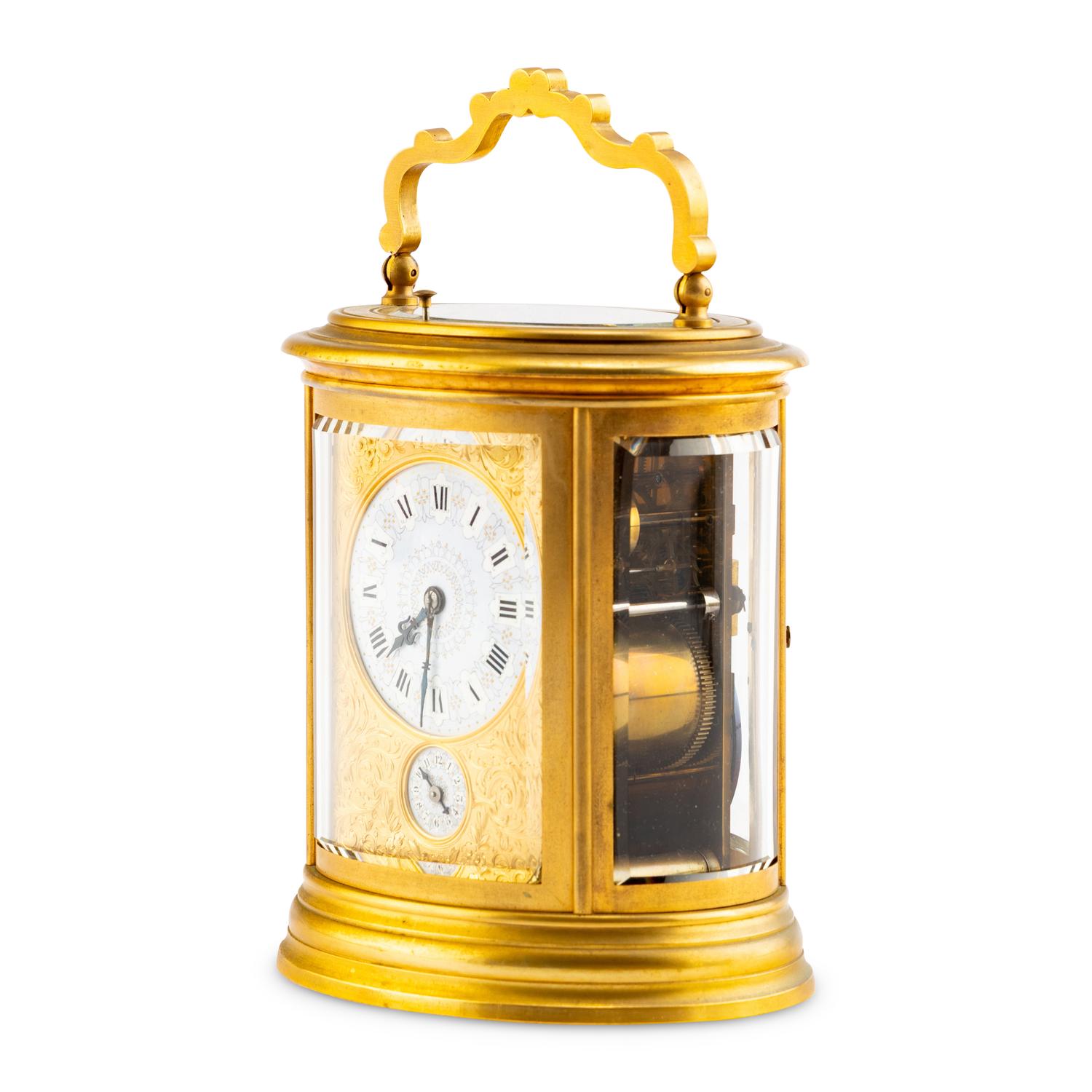 A French Gilt Brass Grande Sonnerie Carriage Clock