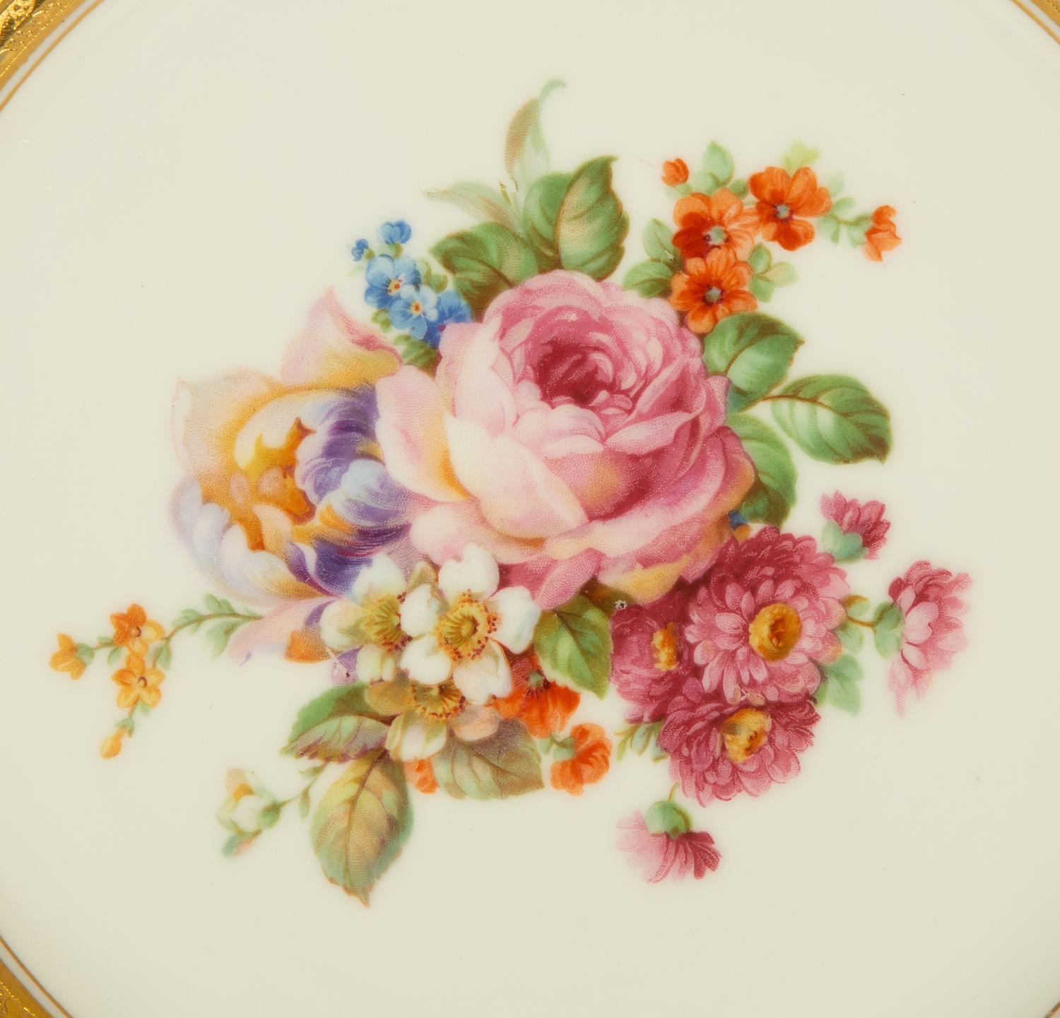 Two Sets of Continental Gilt-Decorated Porcelain Plates