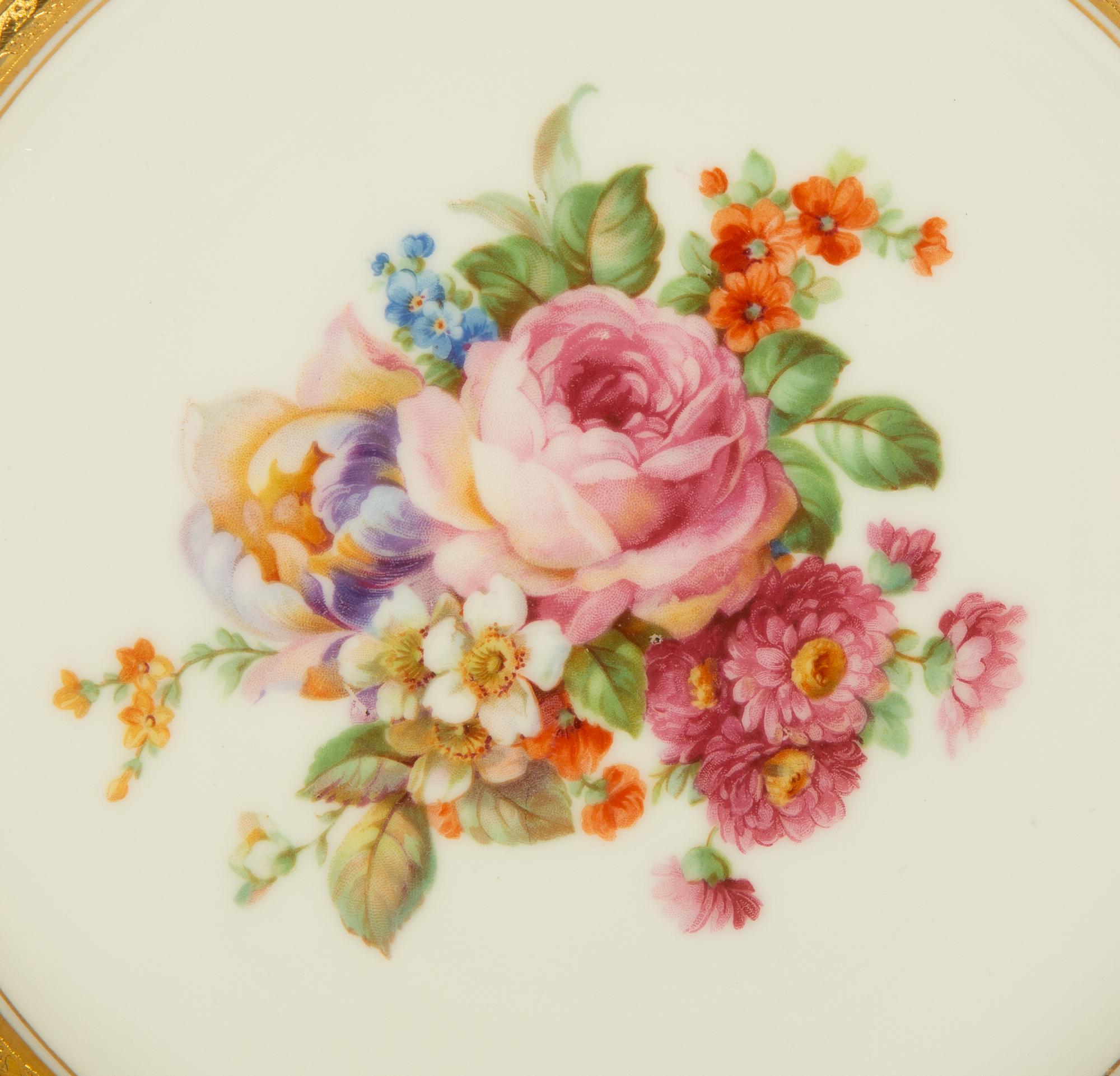 Two Sets of Continental Gilt-Decorated Porcelain Plates