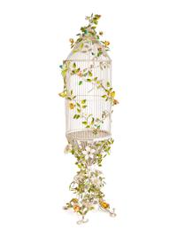 A Polychromed Wrought-Iron Birdcage — 20TH CENTURY