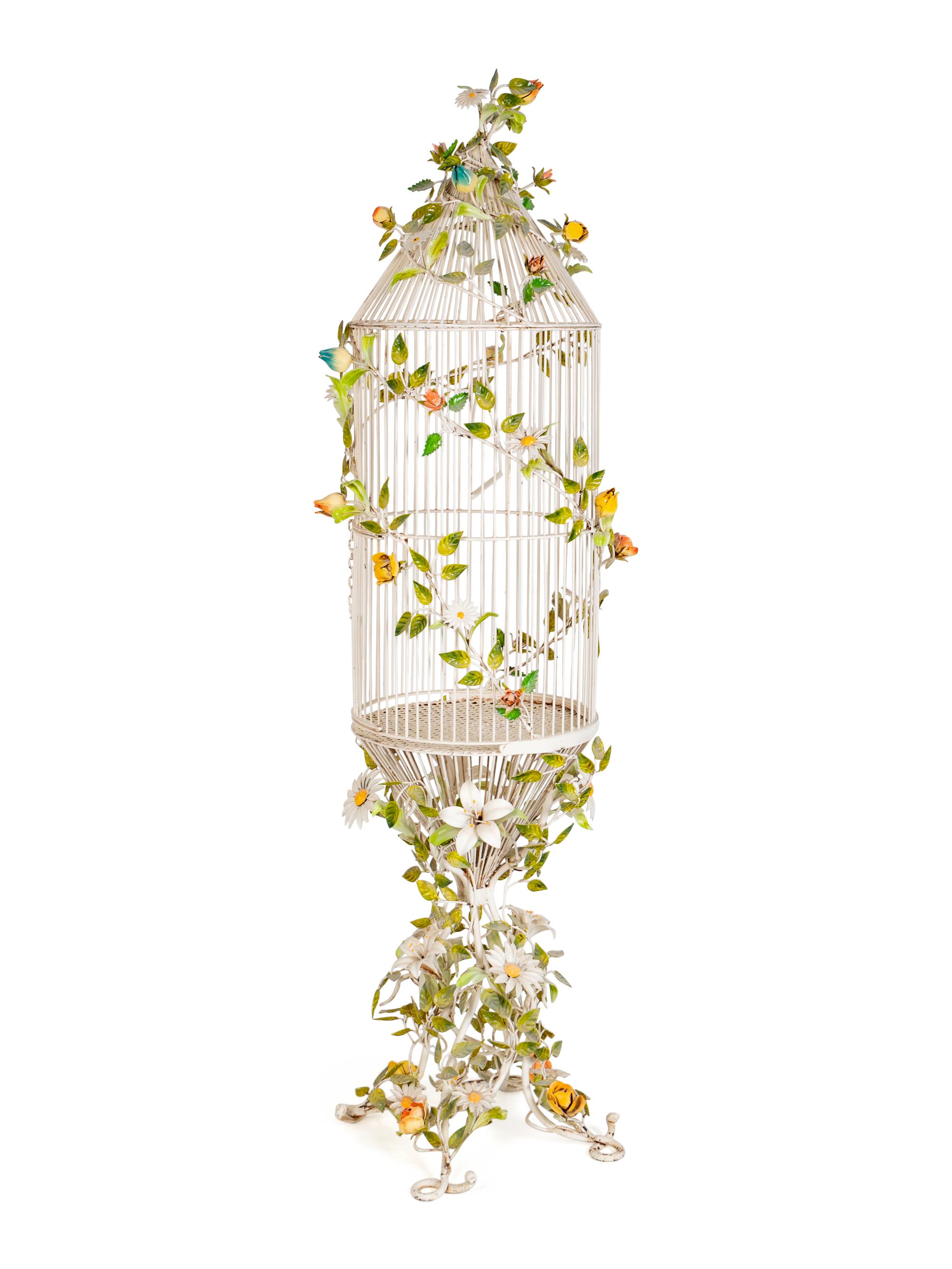 A Polychromed Wrought-Iron Birdcage — 20TH CENTURY