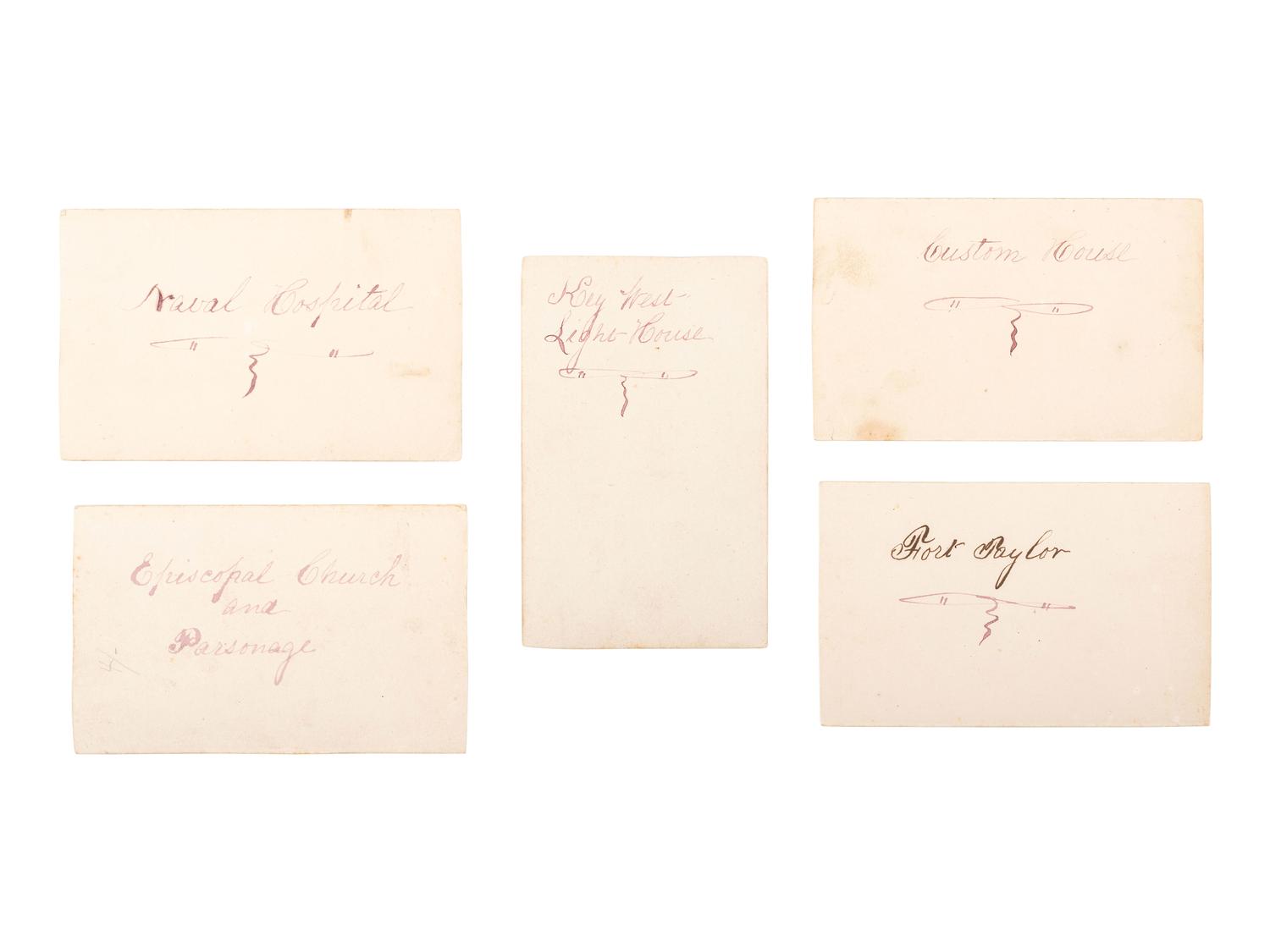 [CIVIL WAR]. A group of 5 CDVs of Key West, Florida, incl. Fort Zachary Taylor and the Naval Hospital.