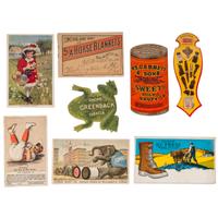 [ADVERTISING]. A group of 43 advertising pieces, including die-cut Valentines, catalogs, advertising cards, and more.
