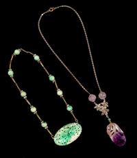 Two Chinese Hardstone Necklaces