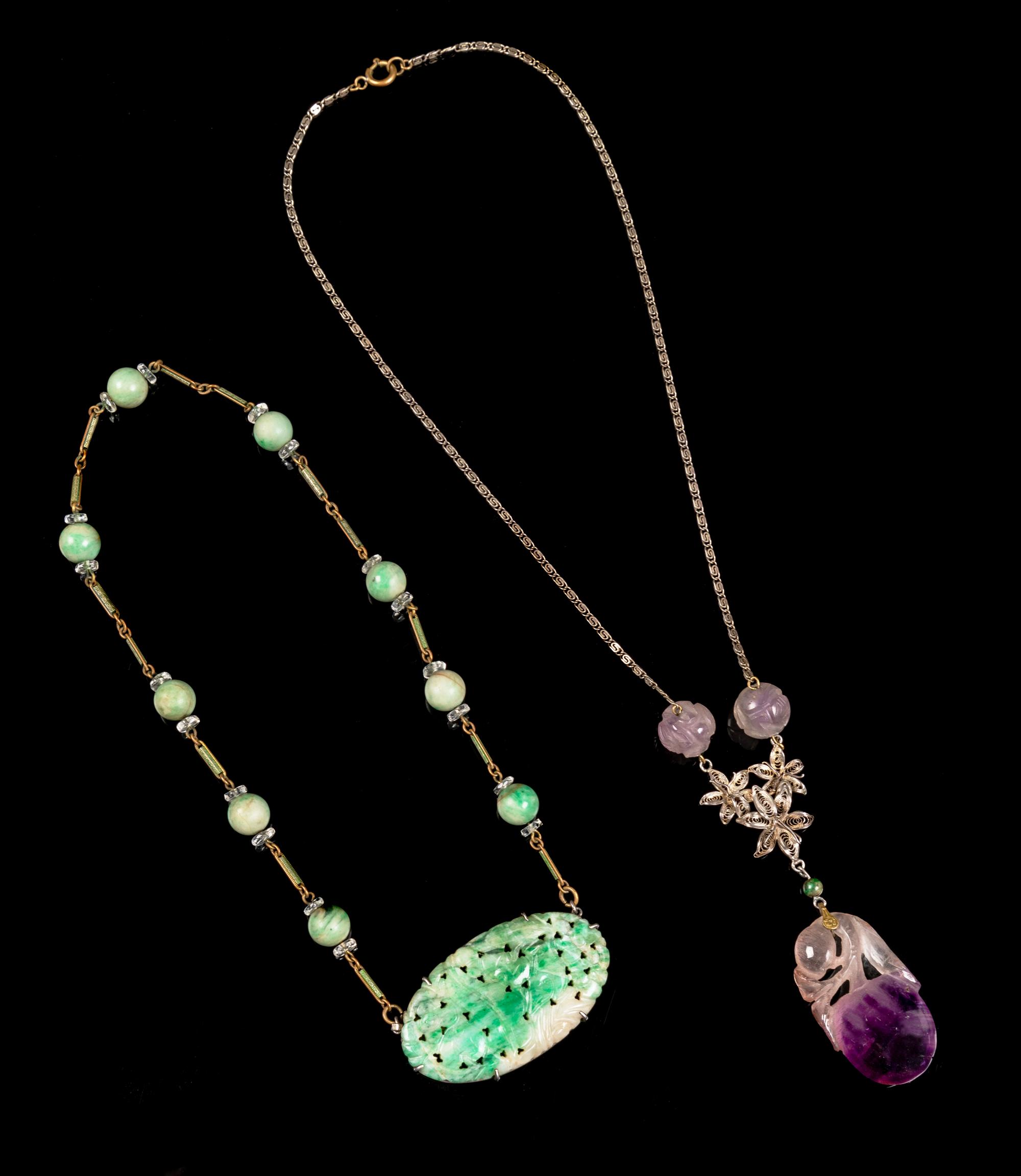 Two Chinese Hardstone Necklaces