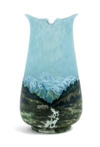 Daum, EARLY 20TH CENTURY, an enameled cameo glass vase, with landscape decoration
