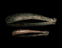 Two Inlaid Bronze Garment Hooks, Daigou