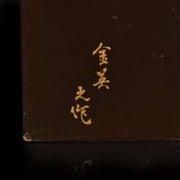 A Japanese lacquer writing box set with inlaid flowers and calligraphy, Suzuribako 日本时绘文具盒 19th/early 20th century ???????????