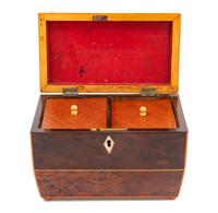 An English Burlwood Tea Caddy