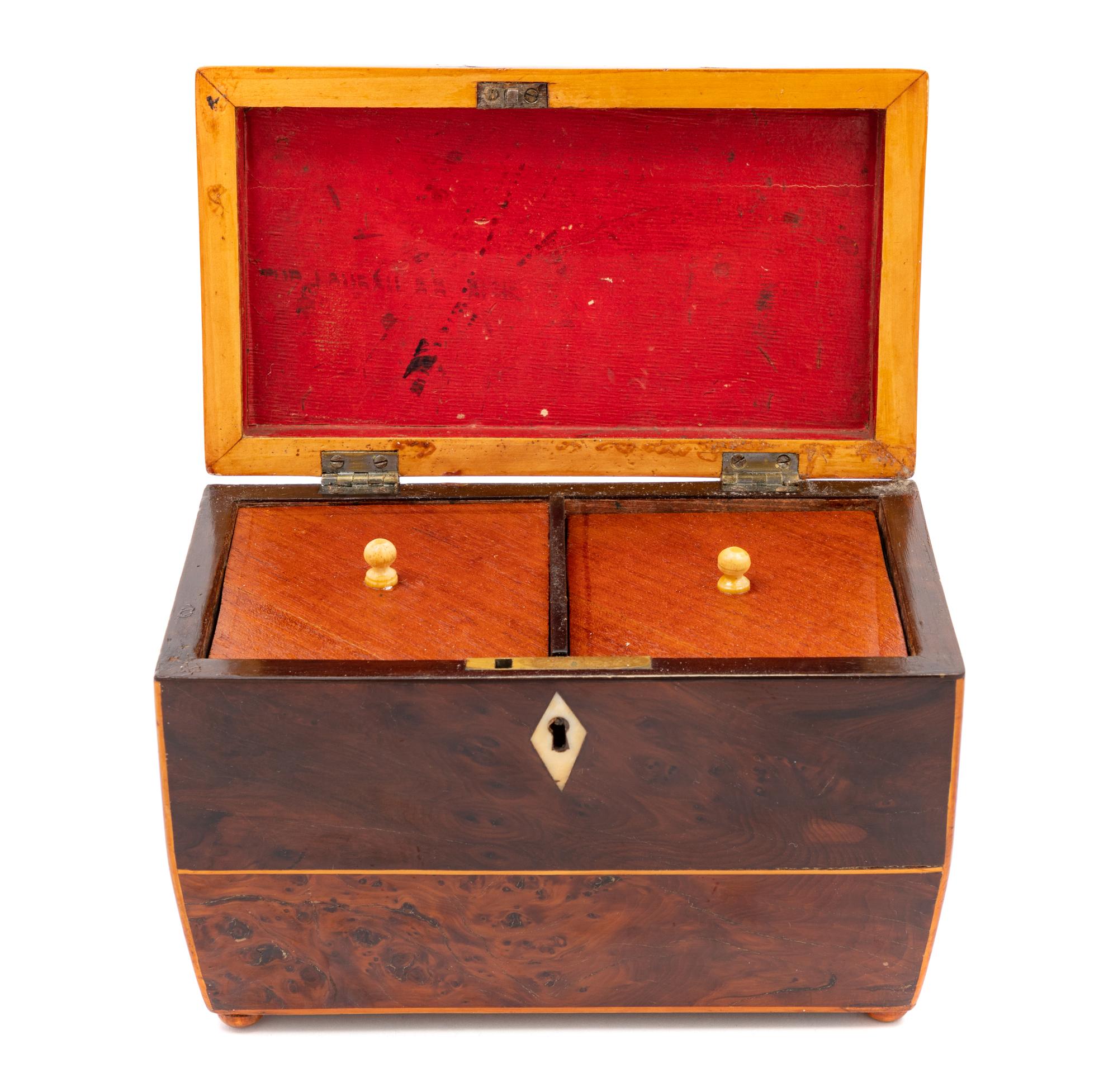 An English Burlwood Tea Caddy