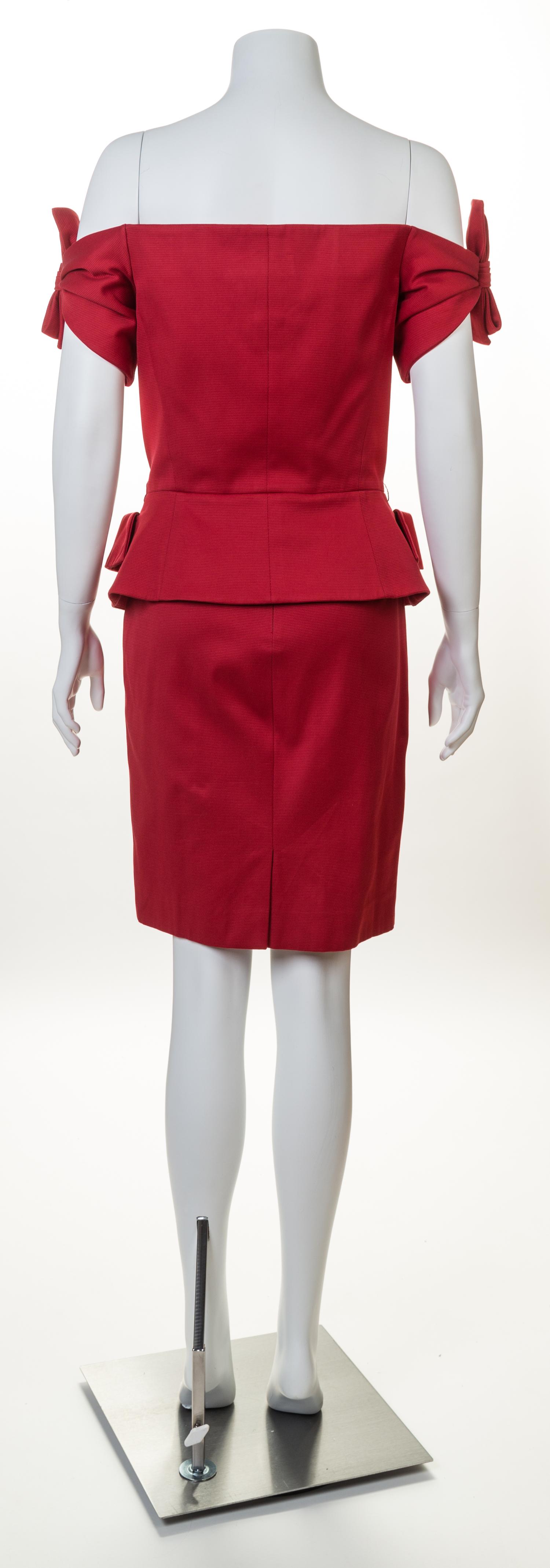 A Christian Dior Red Skirt Suit, Size 10.