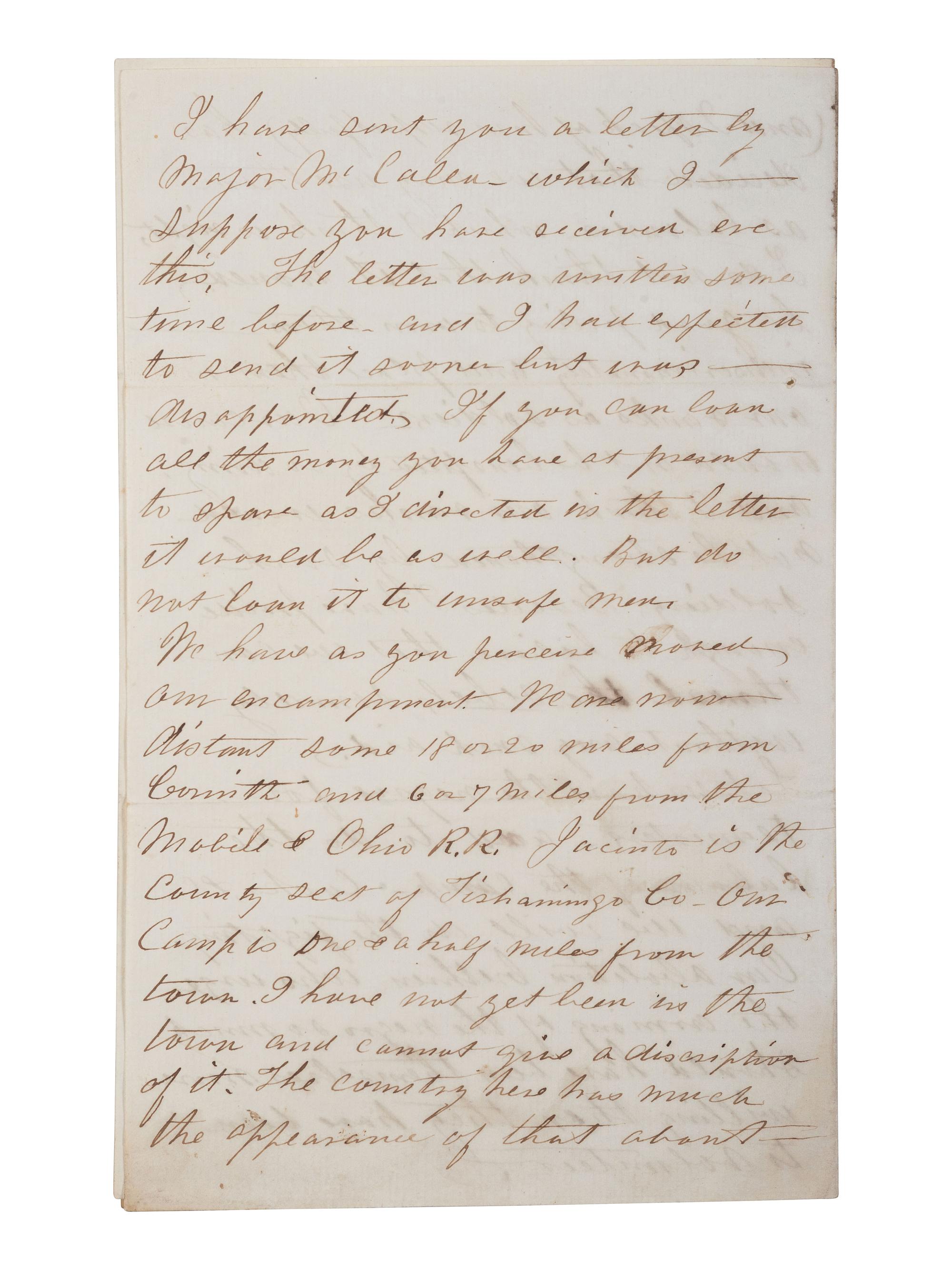 [CIVIL WAR]. 3 war-date letters, highlighted by ALS from Captain William H. Silsby, 10th Iowa Infantry, discussing the arming of formerly enslaved African Americans. Camp near Jacinto, MS, 17 August 1862.