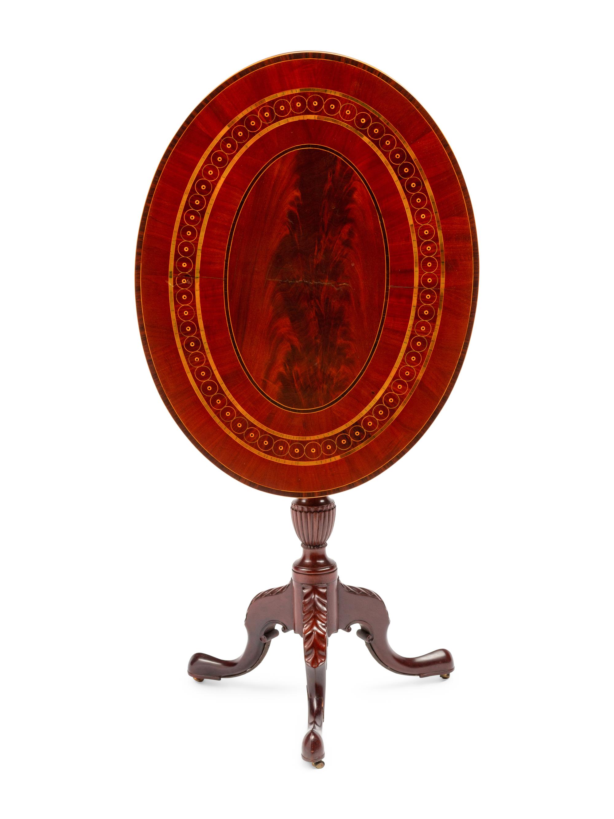 A George III Style Marquetry and Mahogany Tea Table