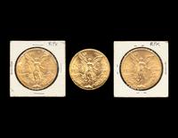 [MEXICO] Three 1947 50 Peso Gold Coins