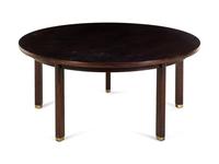 A Dunbar Lacquered and Brass Mounted Circular Low Table