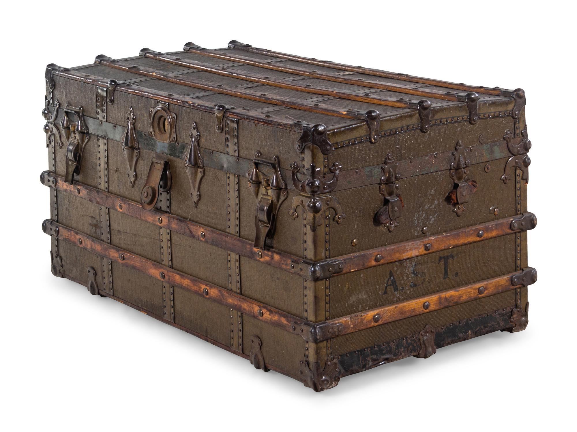 A Nailhead and Wood Mounted Steamer Trunk