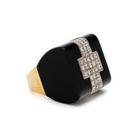 BICOLOR GOLD, ONYX AND DIAMOND RING