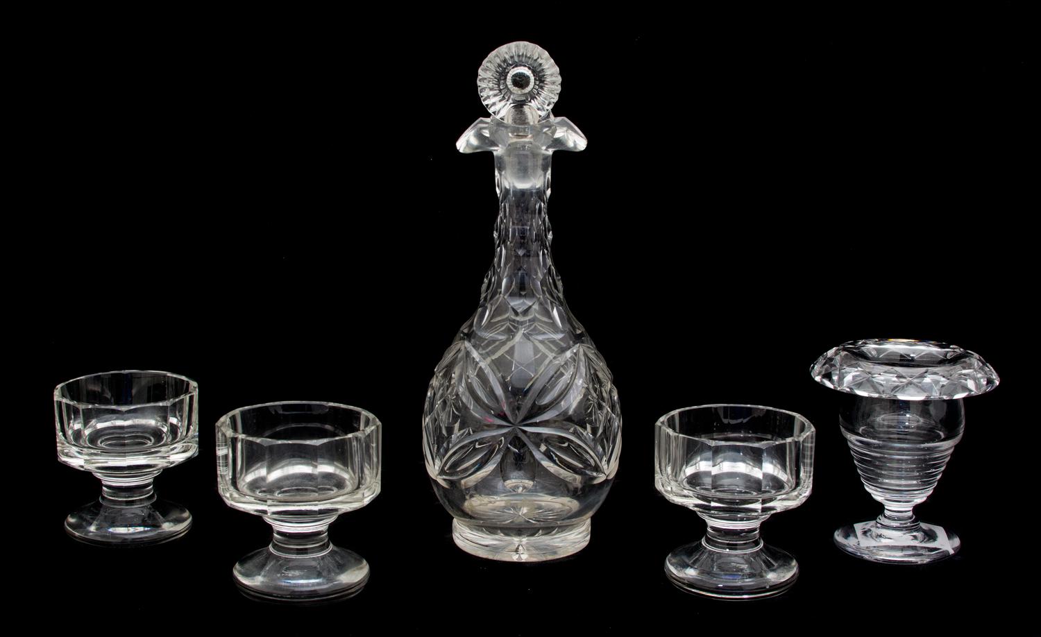 Five Cut Glass Table Articles Height of tallest 10 1/4 inches.