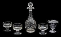 Five Cut Glass Table Articles Height of tallest 10 1/4 inches.