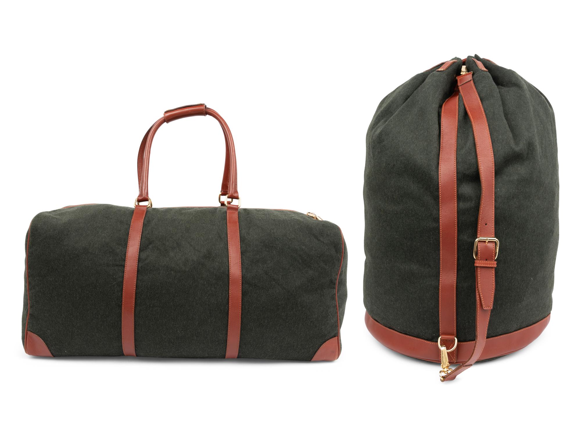 Two Fendi Leather Trimmed Wool Duffel Bags, 1980-90s