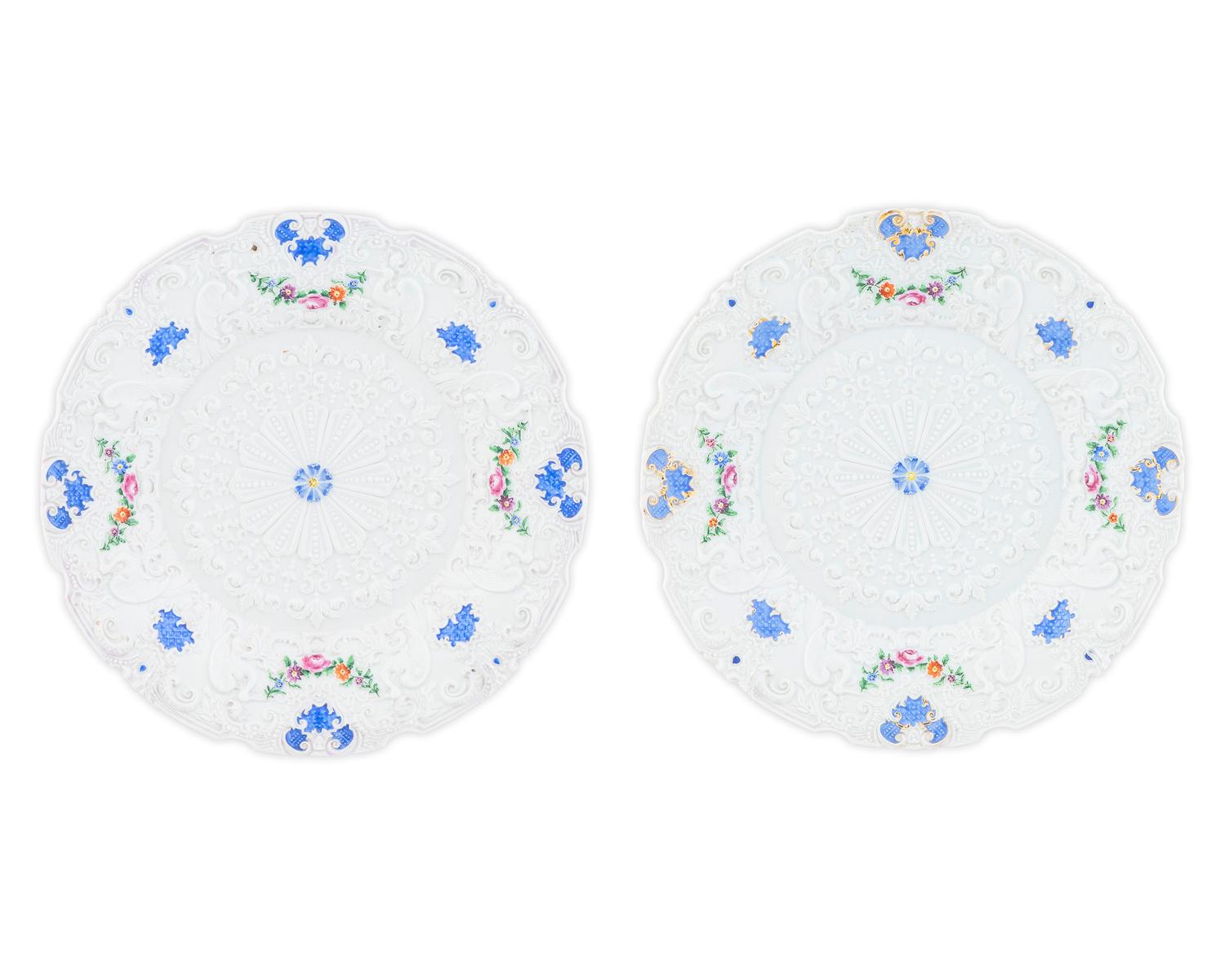 A Pair of Meissen Relief-Molded Porcelain Cabinet Plates — 19TH CENTURY